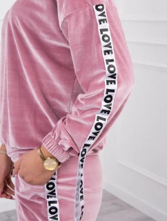 Love velur set tmavě pudrově růžový