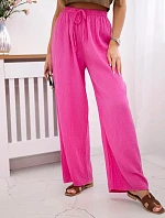Mušelínové kalhoty se širokou nohavicí růžová