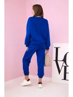 Komplet teplákové + kalhoty máslová látka chrpově modrá