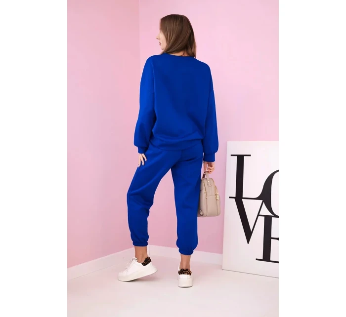 Komplet teplákové + kalhoty máslová látka chrpově modrá