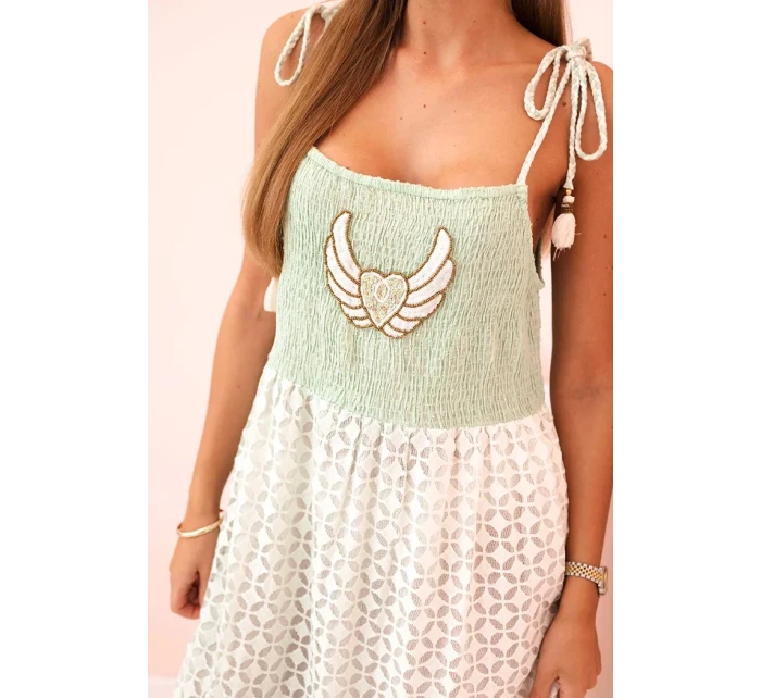 Dámské boho šaty s ramínky s výšivkou a krajkou mincovna