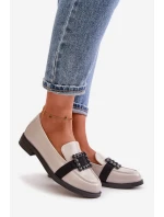 Lakované Dámské Mokasíny S Dekorací Světle Šedé Vinceza 58389