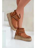 Kožené Semišové Sněhule Boty Na Platformě A Klínu Hnědé model 21678178 Hnědé - Maciejka