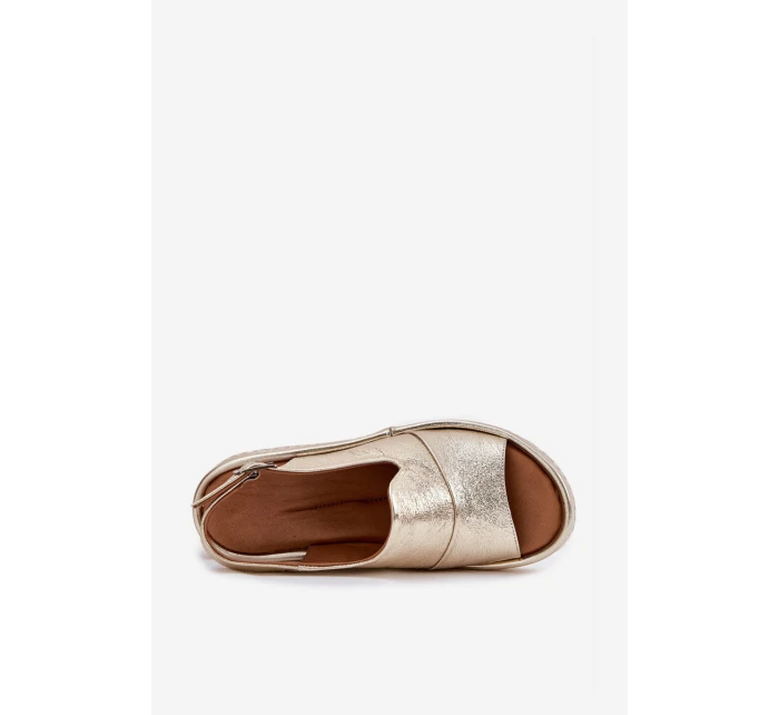 Dámské Kožené Sandály Na Klínu Artiker 56C0920 Zlaté