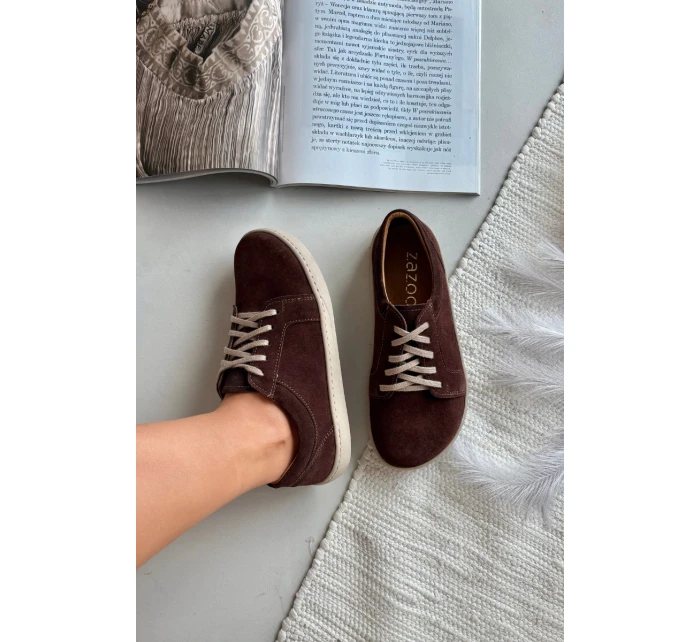 Trampki typu barefoot z přírodního semiše Zazoo 314 čokoládové Trampki typu barefoot z přírodního semiše Zazoo 314 čokoládové