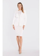 S432 Elegantní sako s ozdobnou mašlí - ecru