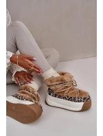 Kožené Dámské Sněhule Na Silné Podešvi S Kožešinou Leopard Big Star Hnědé Kožené Dámské Sněhule Na Silné Podešvi S Kožešinou Leopard Big Star Hnědé