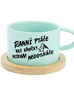 RANNÍ PTÁČE BEZ KÁVIČKY NIKAM NEDOSKÁČE - mint hrníček makronka 200 ml