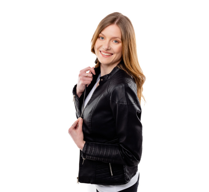 Dámská koženková bunda GLANO černá - J.Style