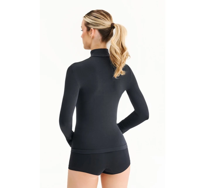 Bezešvé tričko s dlouhým rukávem a výstřihem