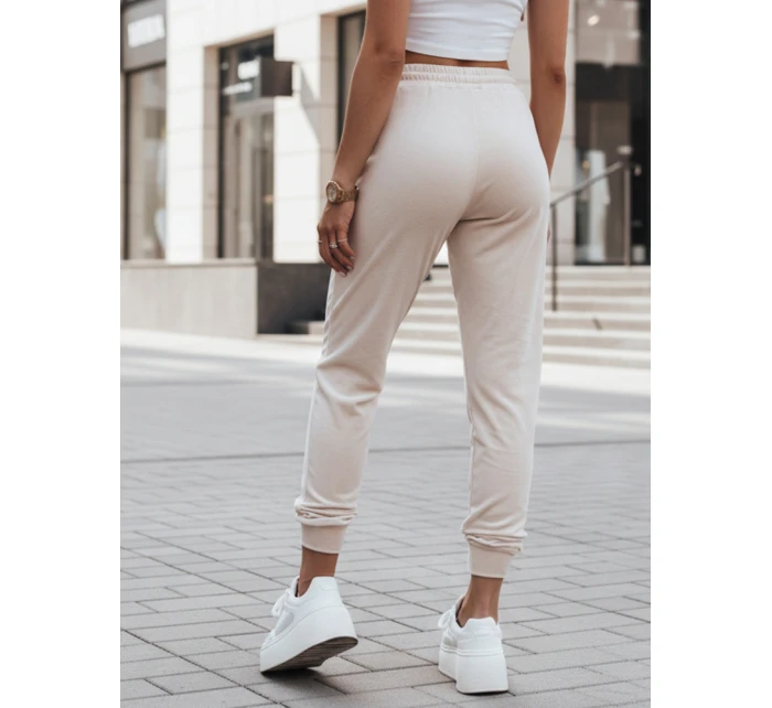 Dámské krémové velurové tepláky FashionStreet UY2841