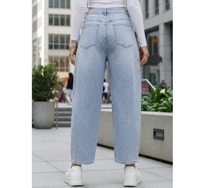 Dámské baggy džíny s vysokým pasem světle modré FashionStreet UY2934