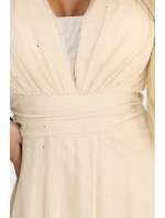 Dlouhé třpytivé plus size šaty s výstřihem a rukávy model 21945491 - numoco basic