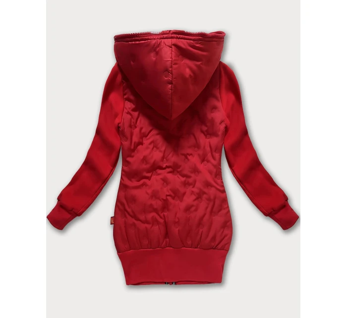 Červená dámská mikino-bunda s kapucí LHD (AMG-162A)