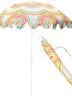 PLÁŽOVÝ A ZAHRADNÍ SLUNEČNÍK 160 CM ORANŽOVÝ A ZELENÝ