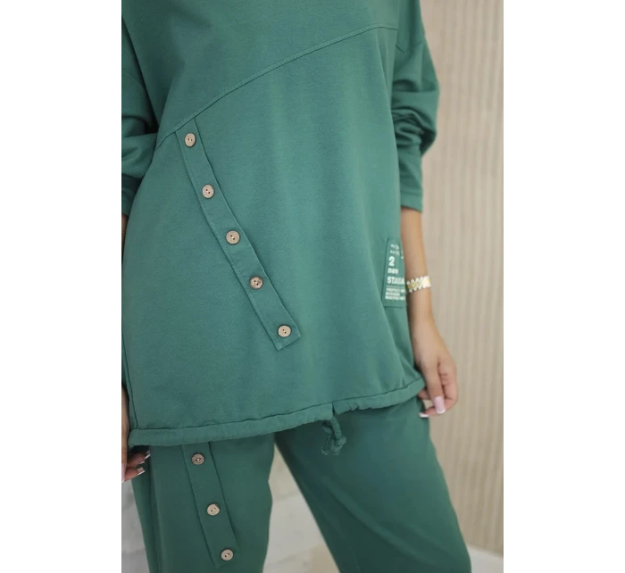 Oversize bavlněný komplet teplákové + kalhoty zelený Oversize bavlněný komplet teplákové + kalhoty zelený