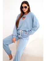 Dámský komplet s máslem a výřezem ve tvaru srdce džínový Dámský komplet s máslem a výřezem ve tvaru srdce džínový