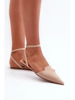 Šněrovací baleríny z ekokože s  béžové model 21666756 - Boto