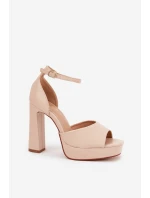 Dámské Sandály Na Podpatku A Platformě Eko Kožené Béžové model 21688872 - Boto Dámské Sandály Na Podpatku A Platformě Eko Kožené Béžové model 21688872 - Boto