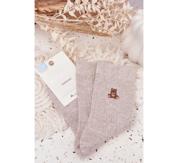 Teplé dámské ponožky s vlnou model 21786847 šedé - Aura.via