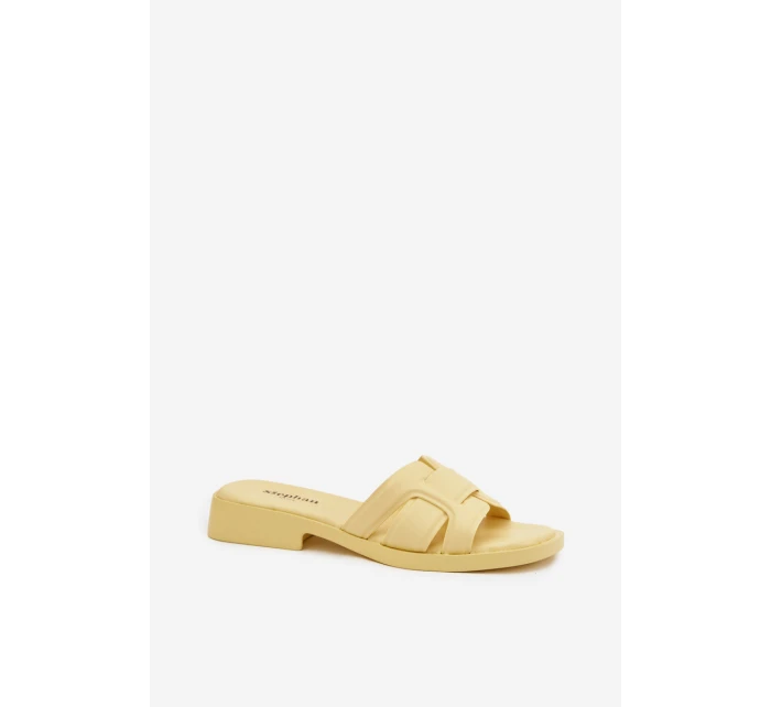 Dámské pantofle na ploché podrážce Žluté Lorania