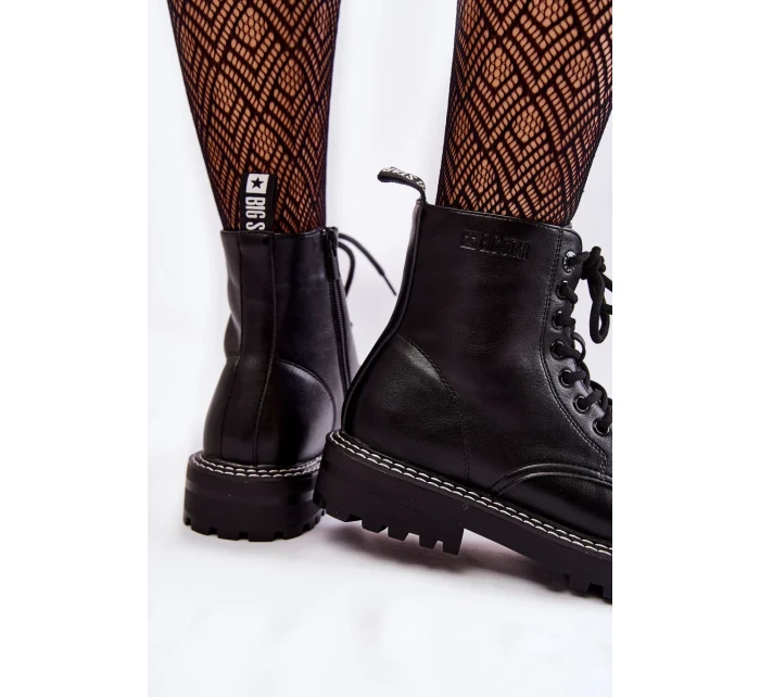 Dámské kozačky na platformě Big Star KK274538 Černé