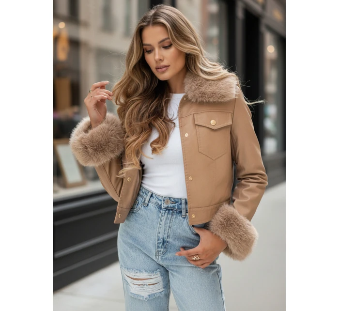 Dámská kožená bunda s velbloudí kožešinou FashionStreet TY5139