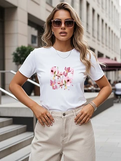 Tshirt damski bawełniany z nadrukiem biały model 22277285 - FashionStreet