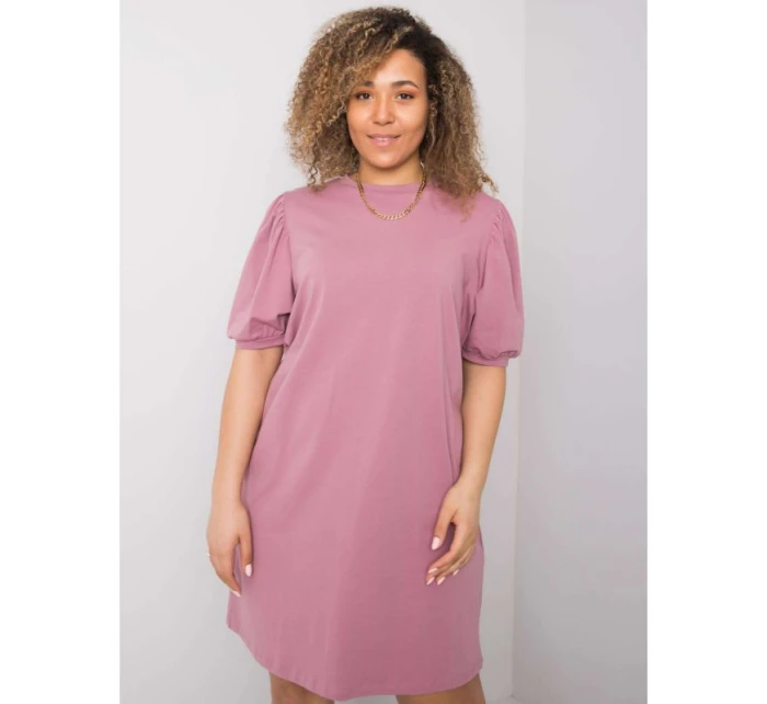 Špinavě růžové plus size šaty z bavlny (RV-SK-6319.65)