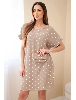 Dámské šaty s puntíky, s krátkým rukávem a s kabelkou fango