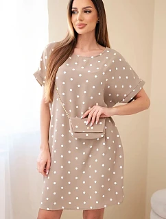 Dámské šaty s puntíky, s krátkým rukávem a s kabelkou fango