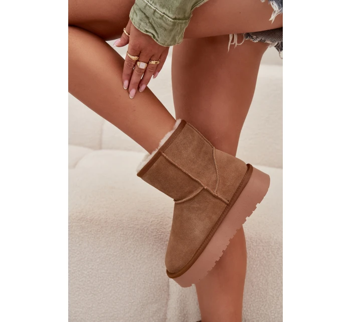 Dámské sněhule z přírodního semiše na platformě Camel model 21709740 - Boto Dámské sněhule z přírodního semiše na platformě Camel model 21709740 - Boto