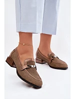 Dámské semišové boty na podpatku s ozdobným detailem Hnědé Meliva