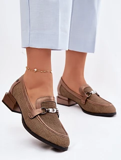 Dámské semišové boty na podpatku s ozdobným detailem Hnědé Meliva