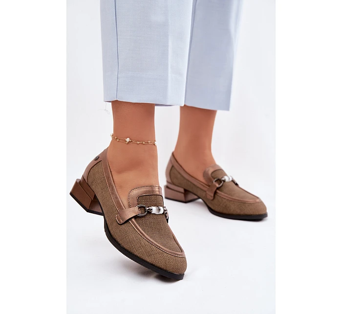 Dámské semišové boty na podpatku s ozdobným detailem Hnědé Meliva