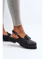 Dámské sandály na plochém podpatku s ozdobou Černá D&A Dámské sandály na plochém podpatku s ozdobou Černá D&A