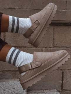 Dámské Zateplené Pantofle S Kožešinou Na Platformě Béžové Azida