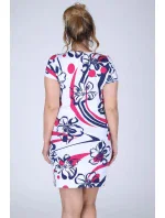 Dámské šaty i pro plnoštíhlé s květinovým vzorem bílé - Bílá - Efect Dámské šaty i pro plnoštíhlé s květinovým vzorem bílé - Bílá - Efect