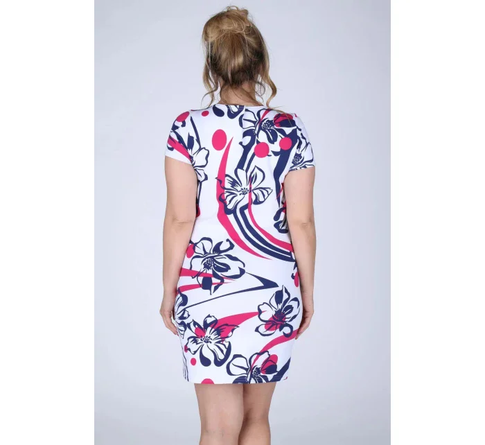 Dámské šaty i pro plnoštíhlé s květinovým vzorem bílé - Bílá - Efect Dámské šaty i pro plnoštíhlé s květinovým vzorem bílé - Bílá - Efect