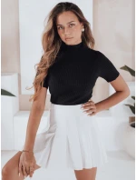 Dámský žebrovaný svetr s krátkým rukávem GIRLGLORY black FashionStreet MY2552 Dámský žebrovaný svetr s krátkým rukávem GIRLGLORY black FashionStreet MY2552