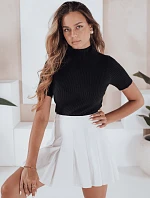 Dámský žebrovaný svetr s krátkým rukávem GIRLGLORY black FashionStreet MY2552