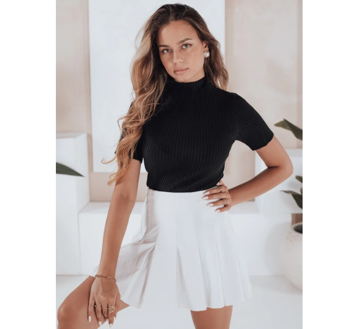 Dámský žebrovaný svetr s krátkým rukávem GIRLGLORY black FashionStreet MY2552 Dámský žebrovaný svetr s krátkým rukávem GIRLGLORY black FashionStreet MY2552
