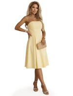 rozšířené midi šaty s páskem pastelově žluté model 22017316 - numoco rozšířené midi šaty s páskem pastelově žluté model 22017316 - numoco