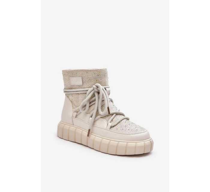 Ocieplené sněžné boty s džetami GOE MM2N4081 bežové