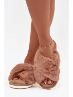 Kožešinové domácí pantofle pro ženy s se pásky Camel model 21708380 - EVENTO Kožešinové domácí pantofle pro ženy s se pásky Camel model 21708380 - EVENTO