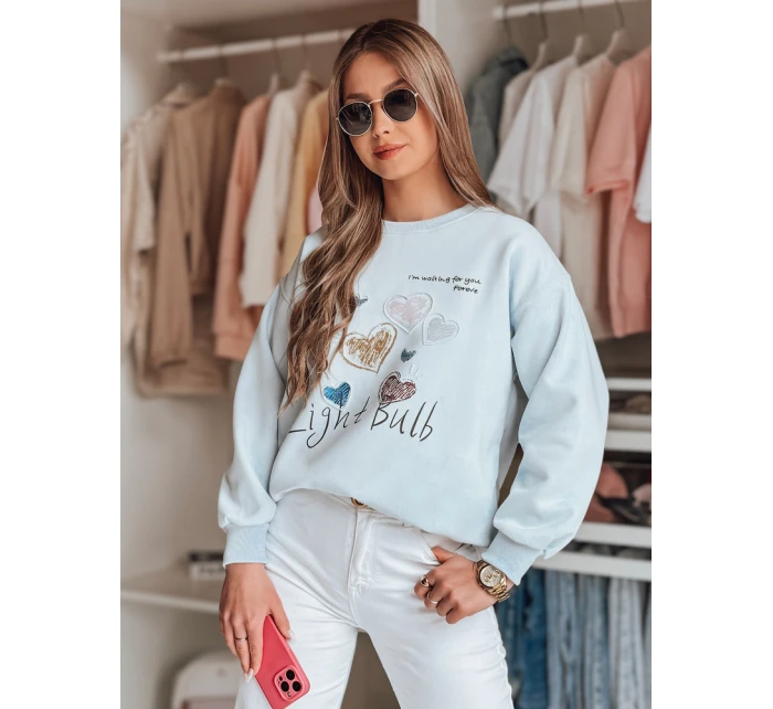 Dámská oversize mikina se srdíčky PINKNOTE modrá FashionStreet BY1502