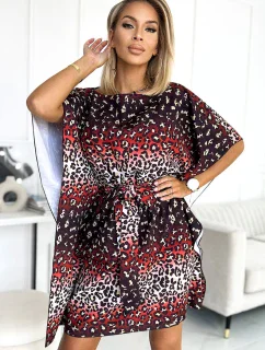 SOFIA Dámské šaty s vzorem a se zavazováním v pase model 17817868 - numoco