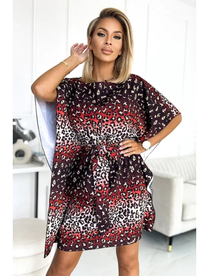 SOFIA Dámské šaty s vzorem a se zavazováním v pase model 17817868 - numoco