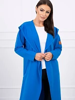 Dlouhý kabát s kapucí chrpově modrý