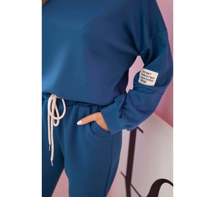 Komplet teplákové + kalhoty máslová látka denim Komplet teplákové + kalhoty máslová látka denim